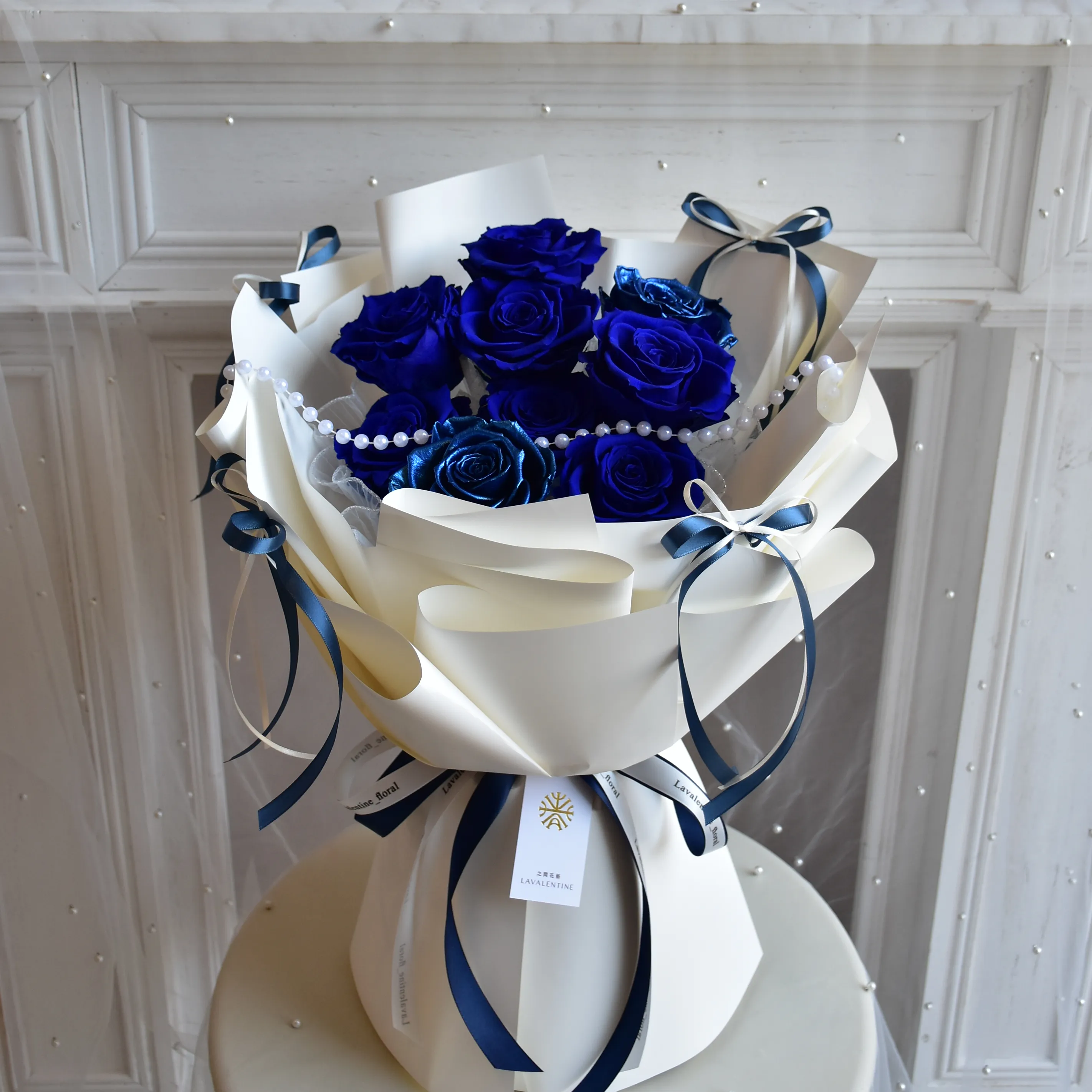 珍珠鍊永生花束