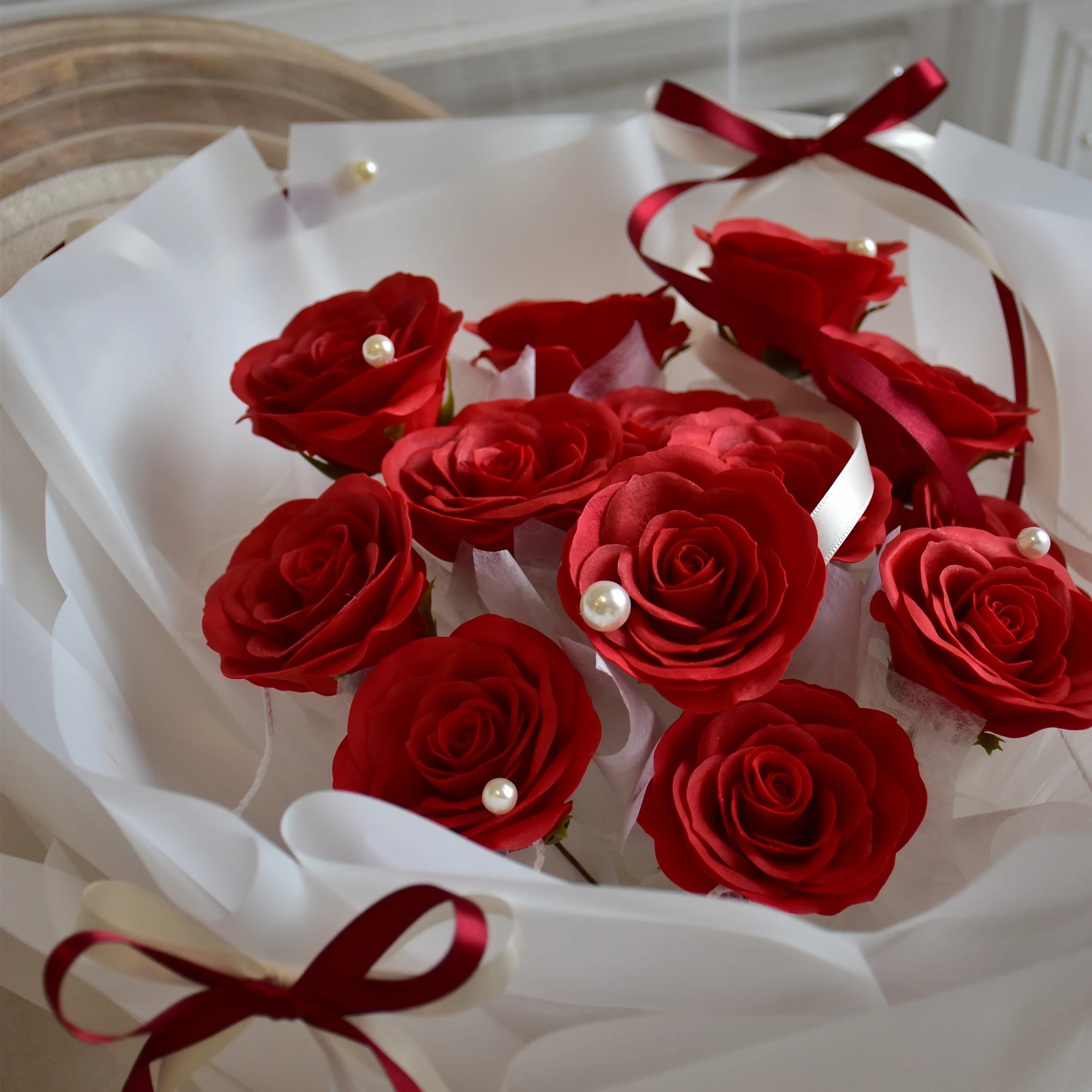 蝴蝶結永生花束 · 霧面包裝