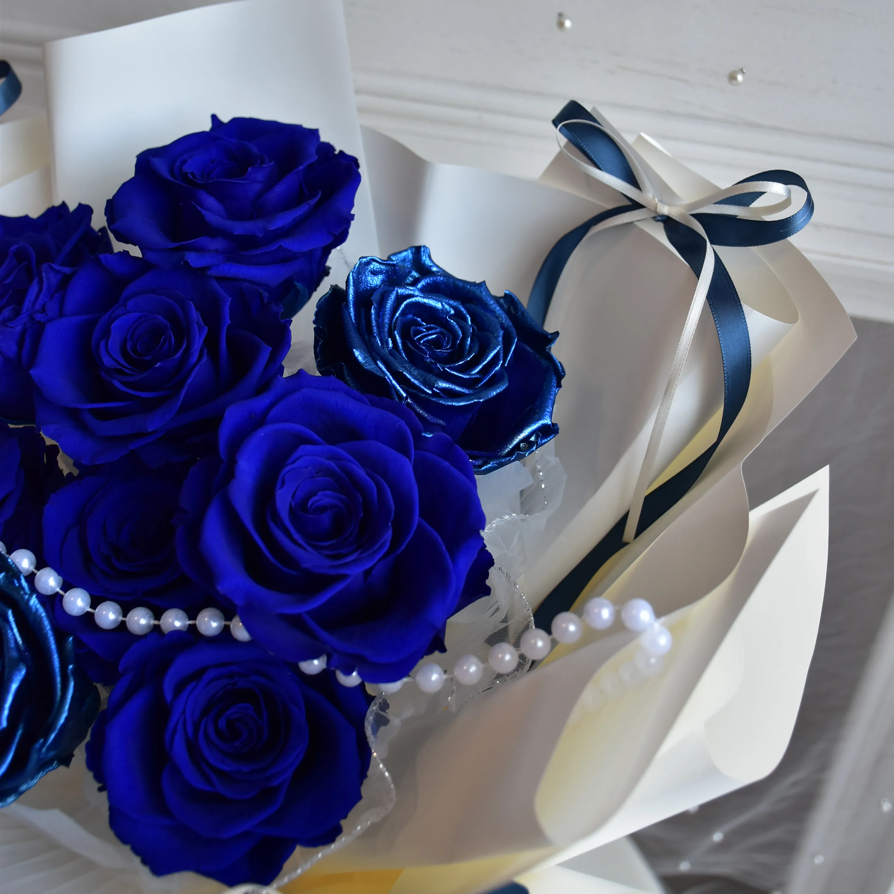 珍珠鍊永生花束