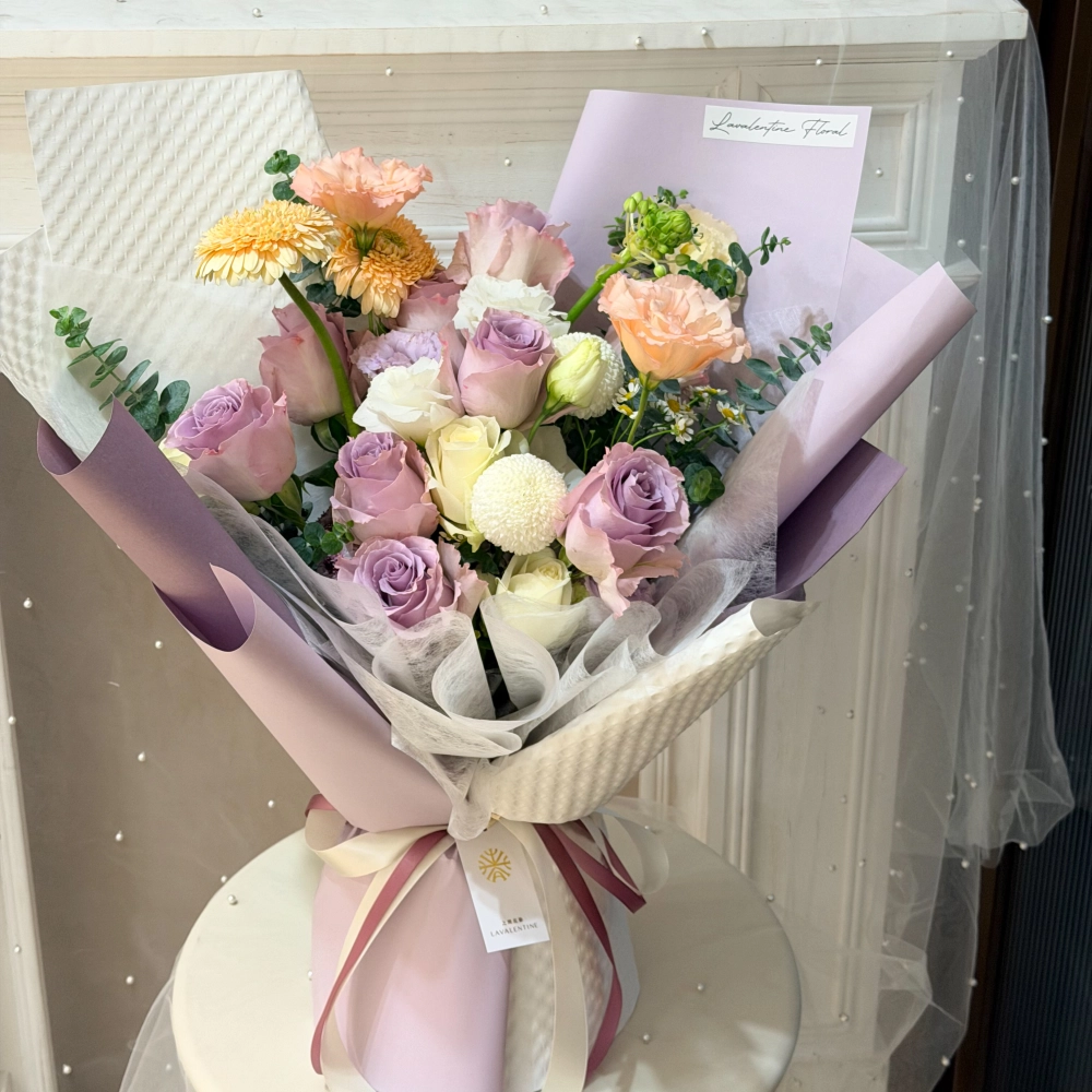 進口紫色系玫瑰鮮花花束