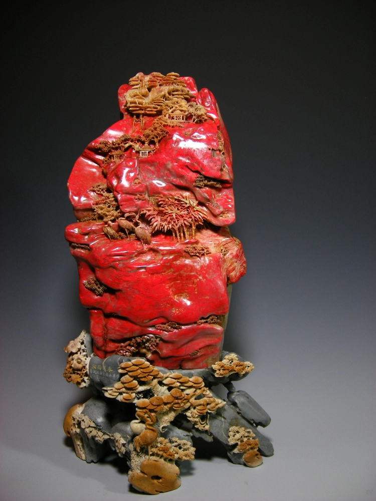 巴林雞血石雕件