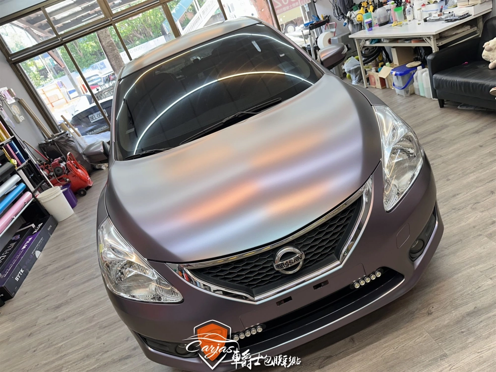 NISSAN TIIDA 消光綢緞灰紫全車改色包膜