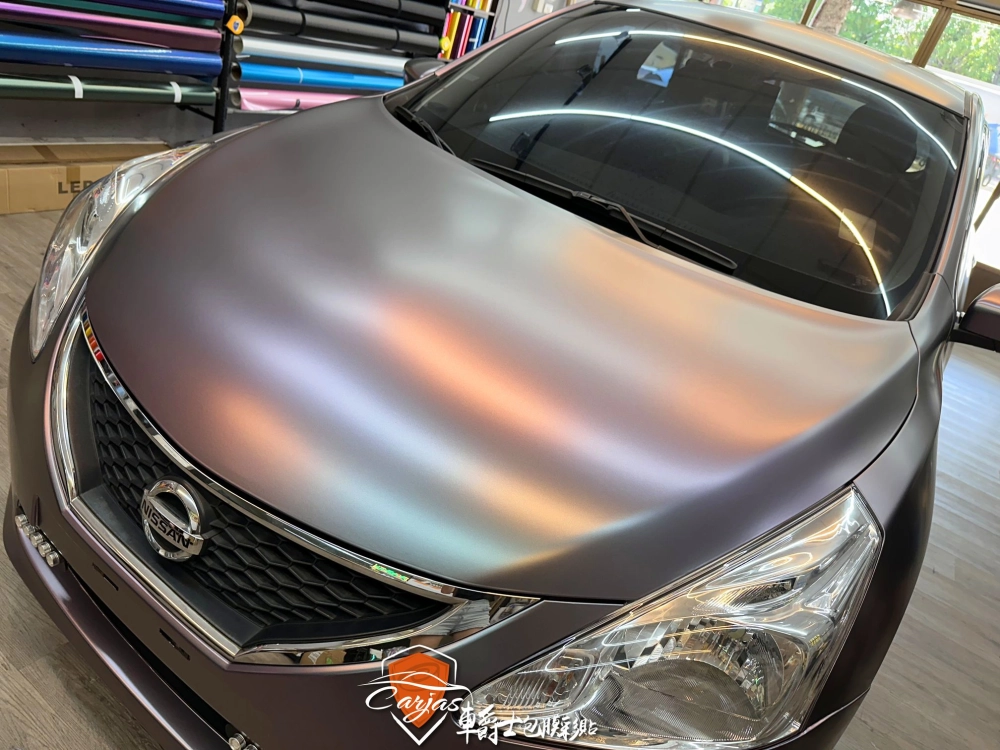 NISSAN TIIDA 消光綢緞灰紫全車改色包膜