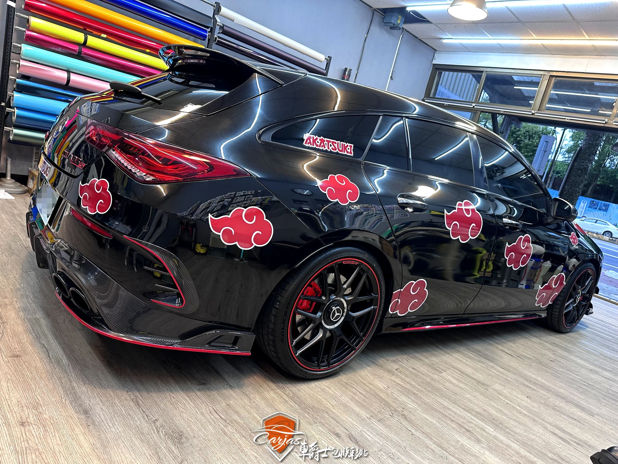 BENZ CLA35 客製化火雲袍塗裝車身彩貼&空力套件拉線