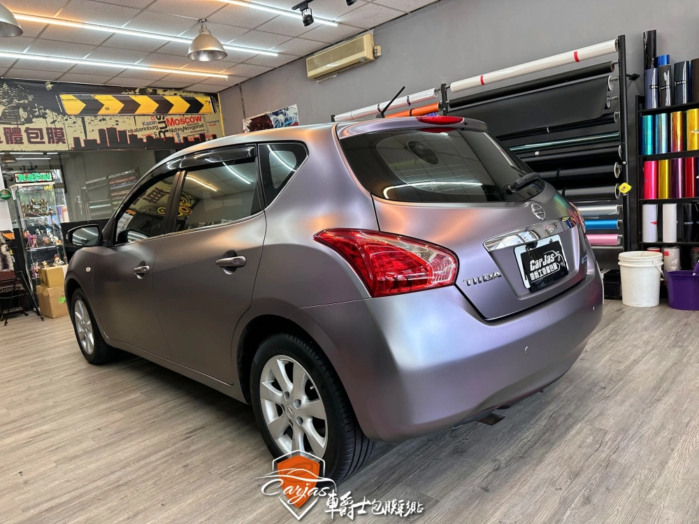 NISSAN TIIDA 消光綢緞灰紫全車改色包膜