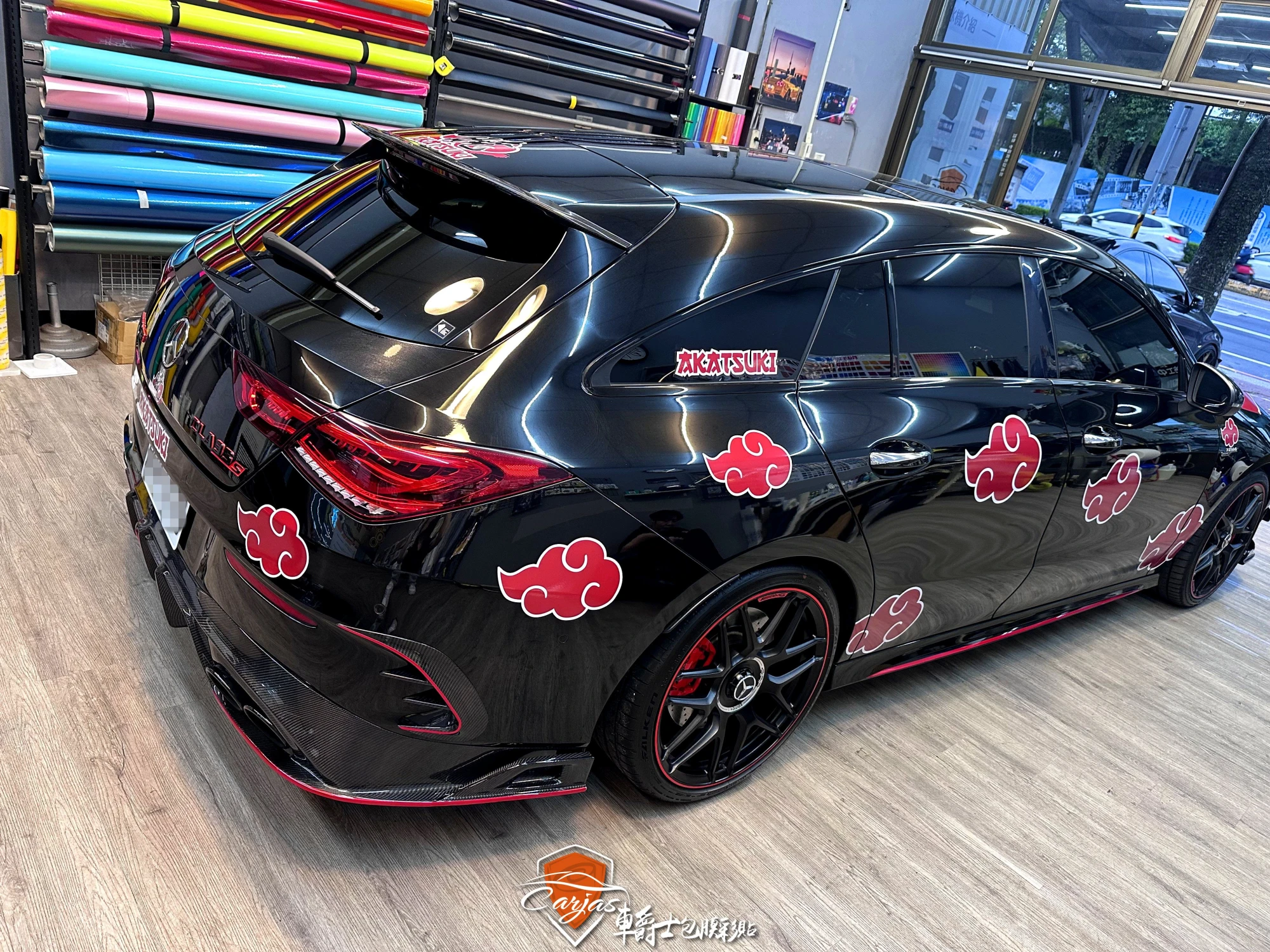 BENZ CLA35 客製化火雲袍塗裝車身彩貼&空力套件拉線
