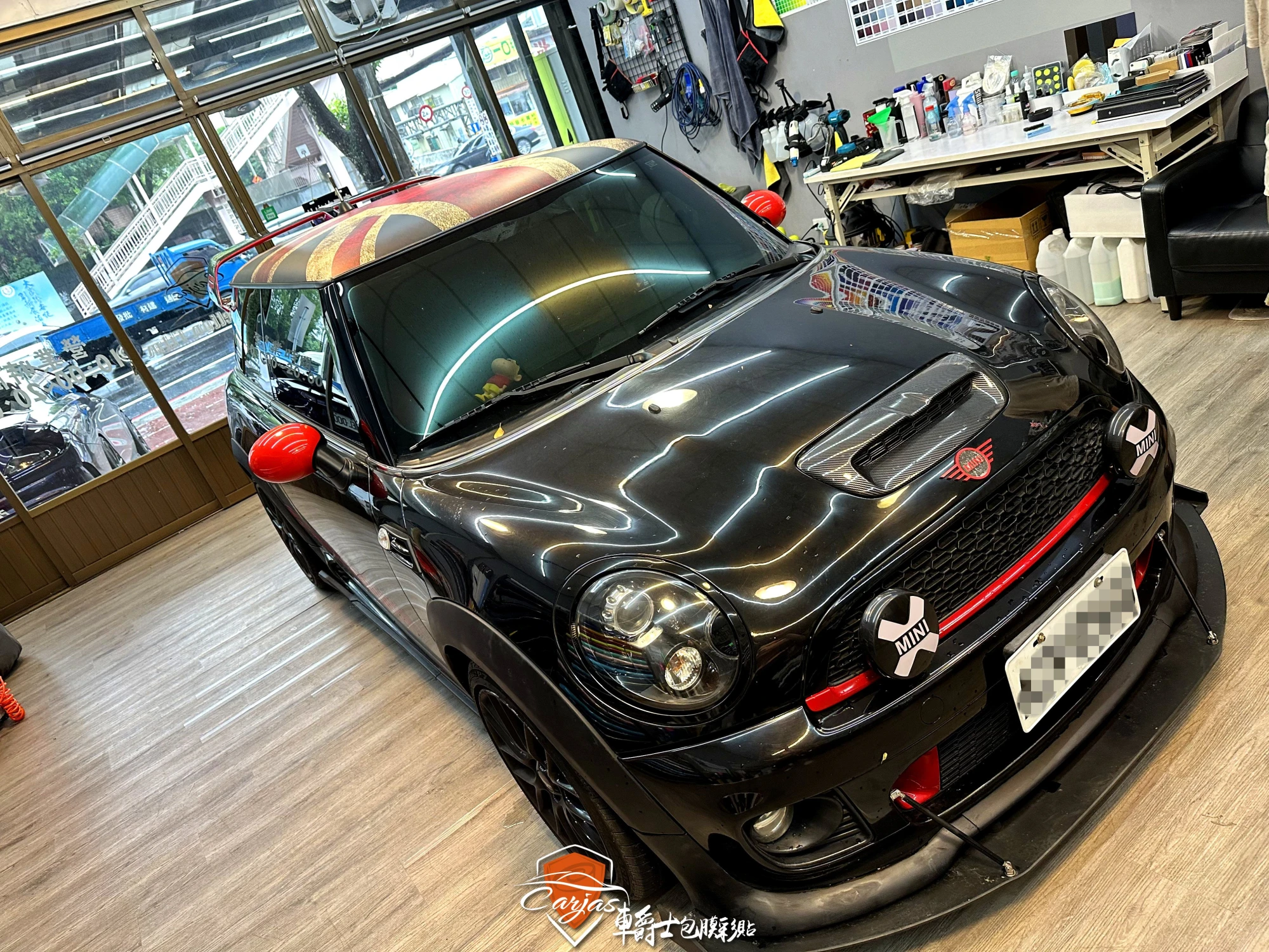 MINI COOPER客製化米字旗車頂彩貼