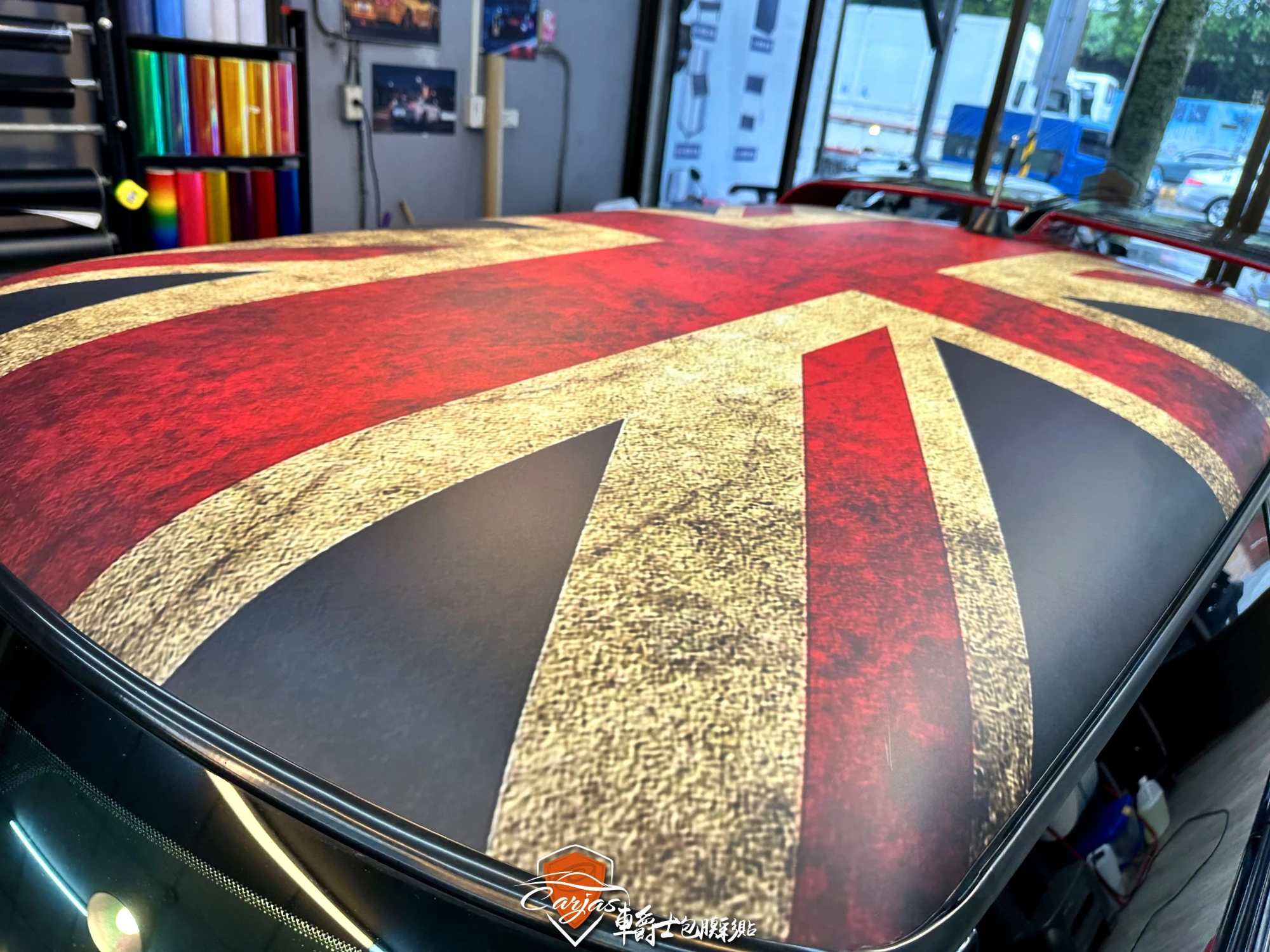 MINI COOPER客製化米字旗車頂彩貼