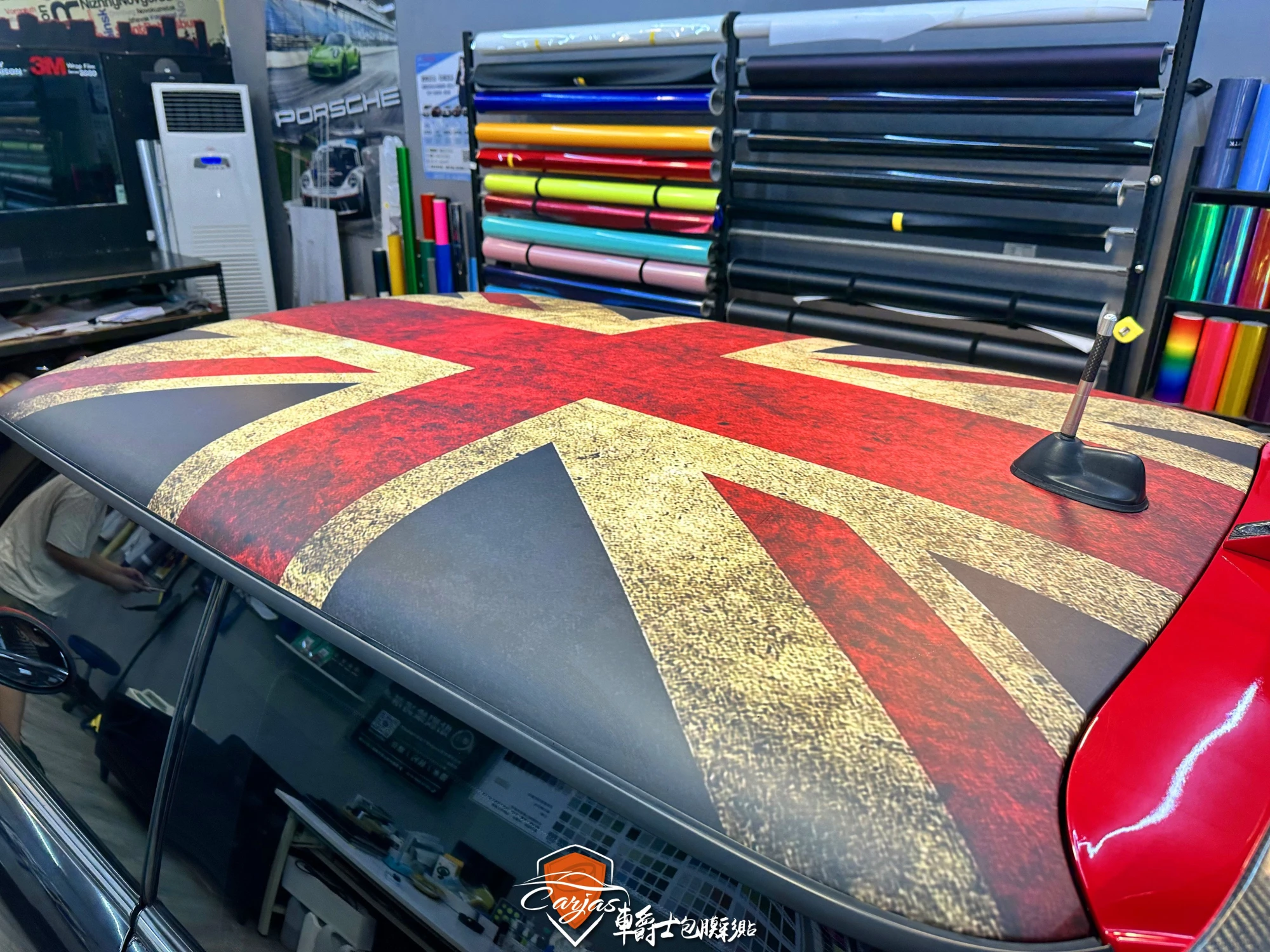 MINI COOPER客製化米字旗車頂彩貼