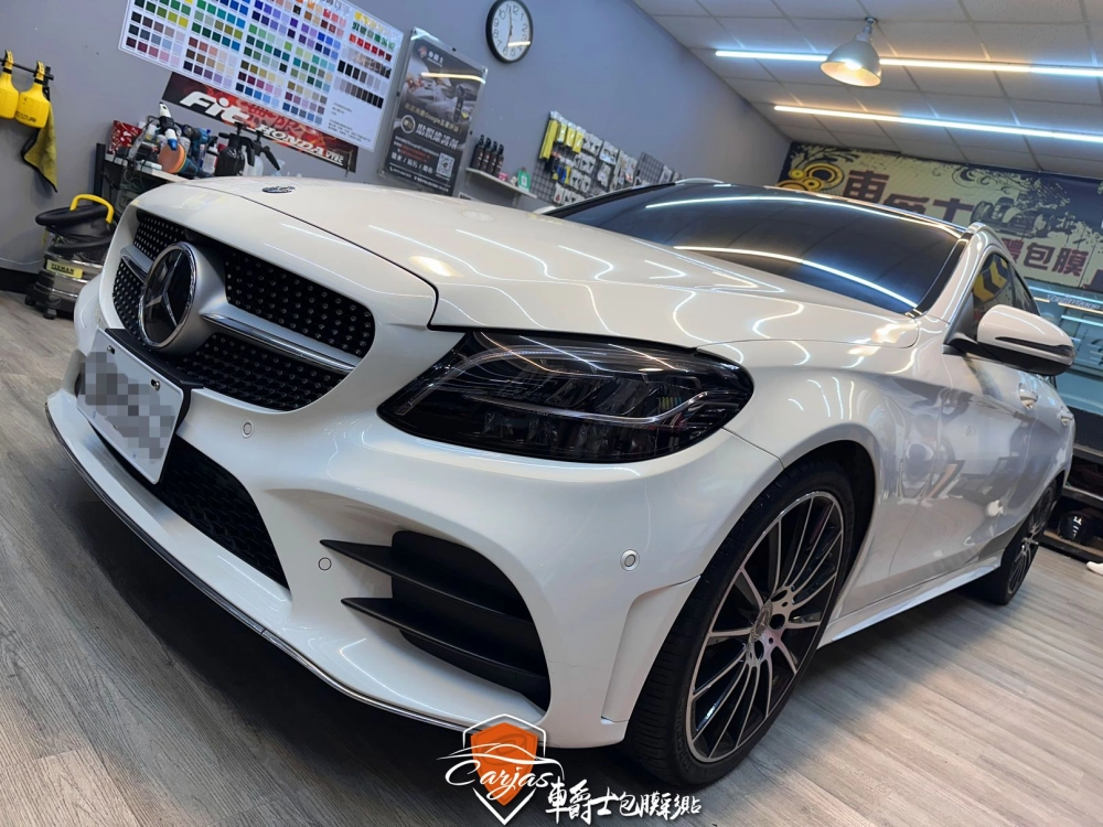 BENZ C300 大燈淺黑、尾燈深黑燻黑自體修復犀牛皮保護包膜