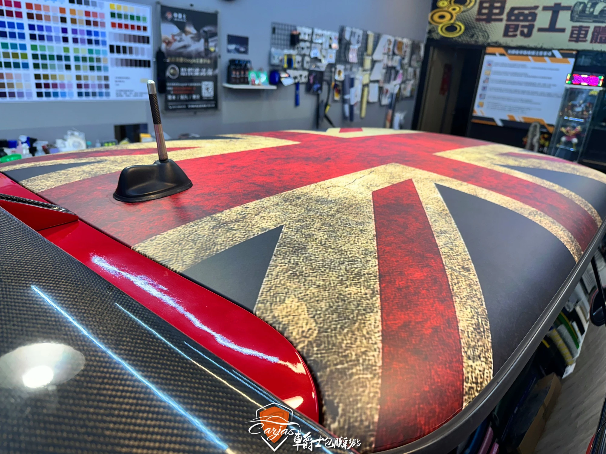 MINI COOPER客製化米字旗車頂彩貼