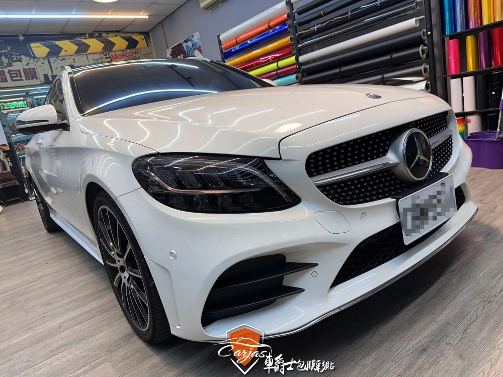 BENZ C300 大燈淺黑、尾燈深黑燻黑自體修復犀牛皮保護包膜