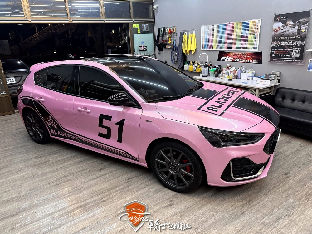 FORD FOCUS 全車馬卡龍櫻花粉改色包膜