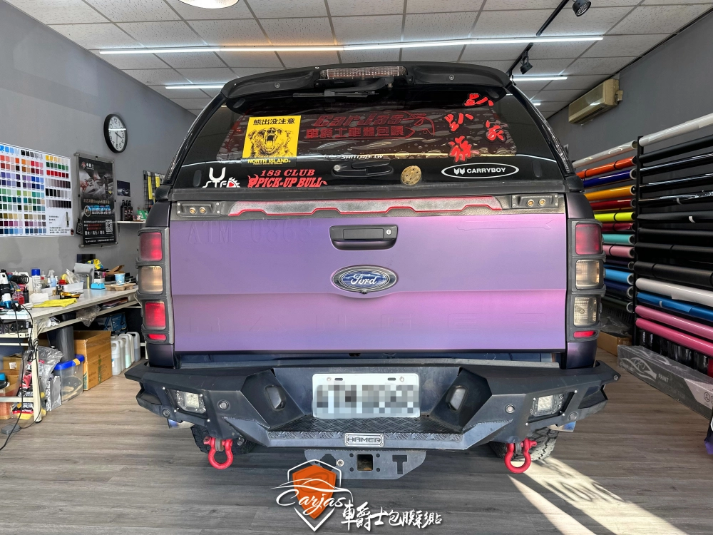 FORD RANGER 皮卡 消光黑幻紫改色包膜