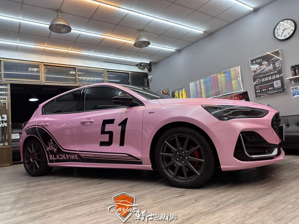 FORD FOCUS 全車馬卡龍櫻花粉改色包膜