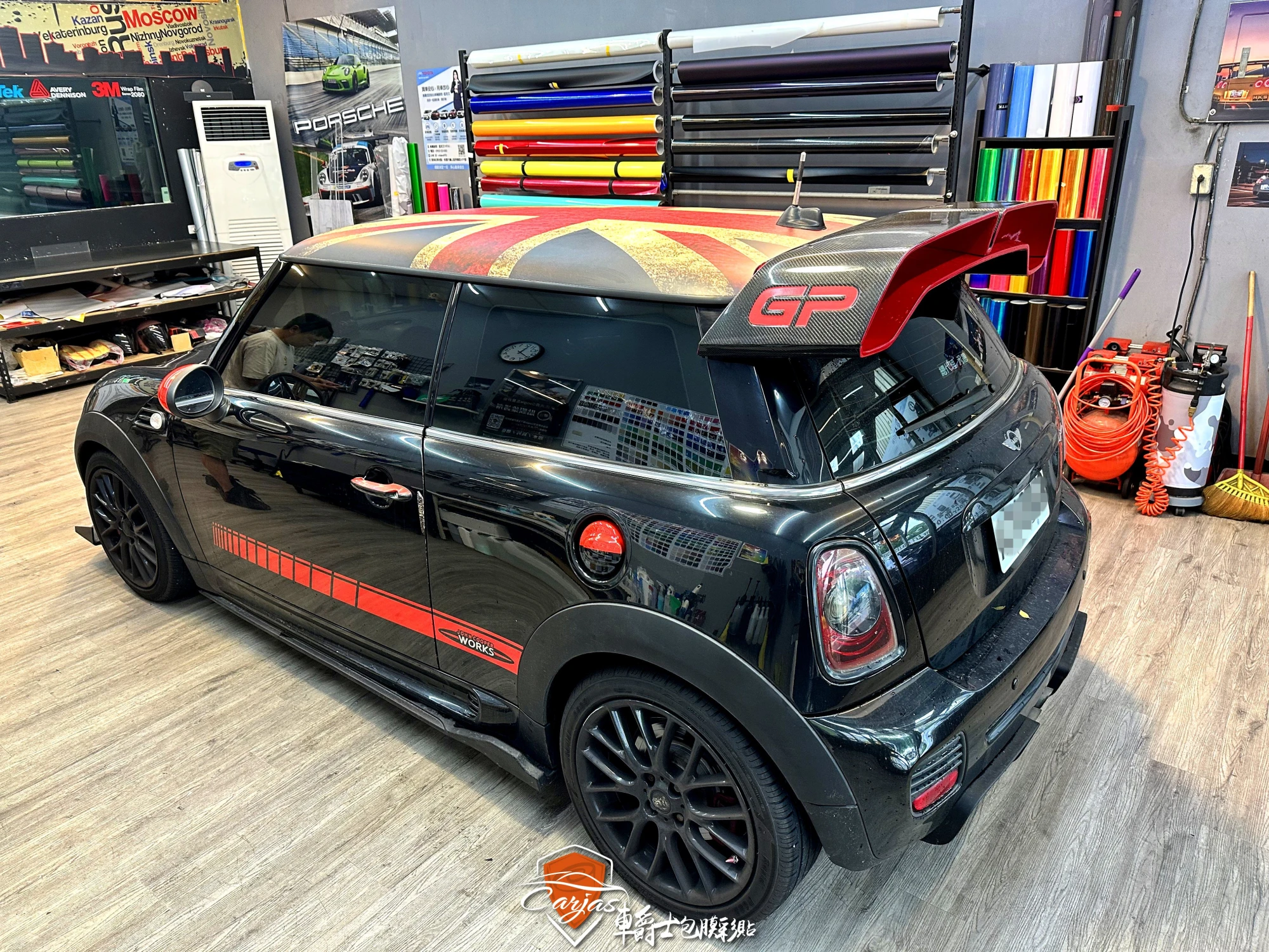MINI COOPER客製化米字旗車頂彩貼