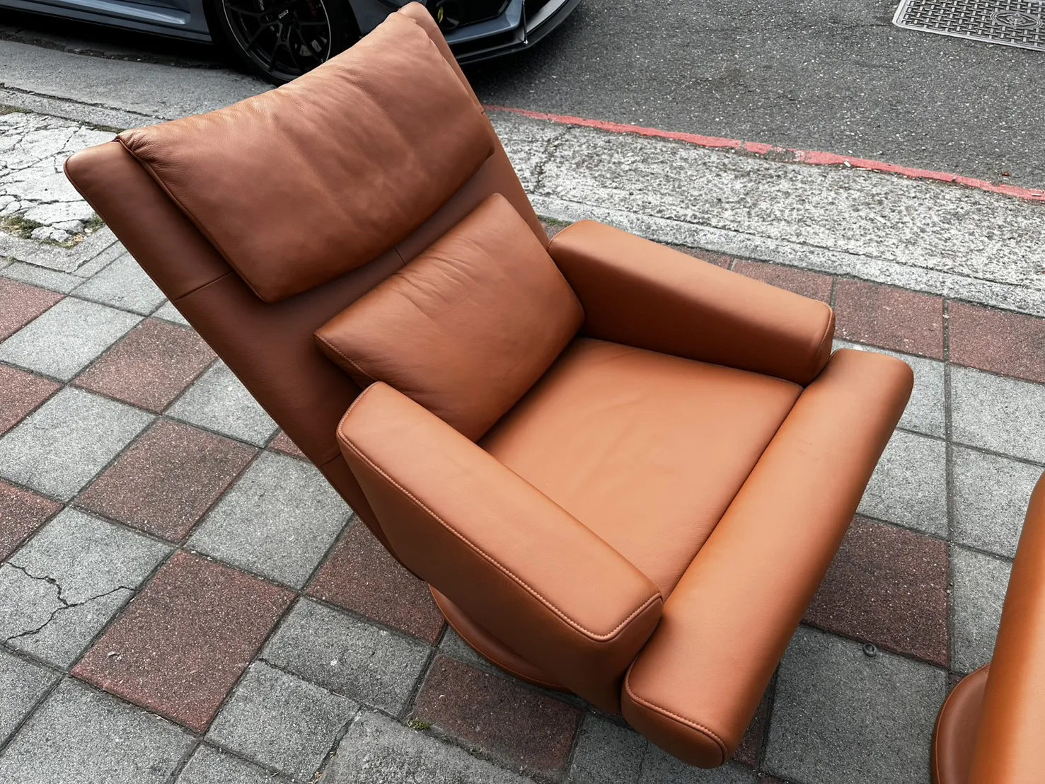 nappa牛皮單人沙發休閒椅＄12800