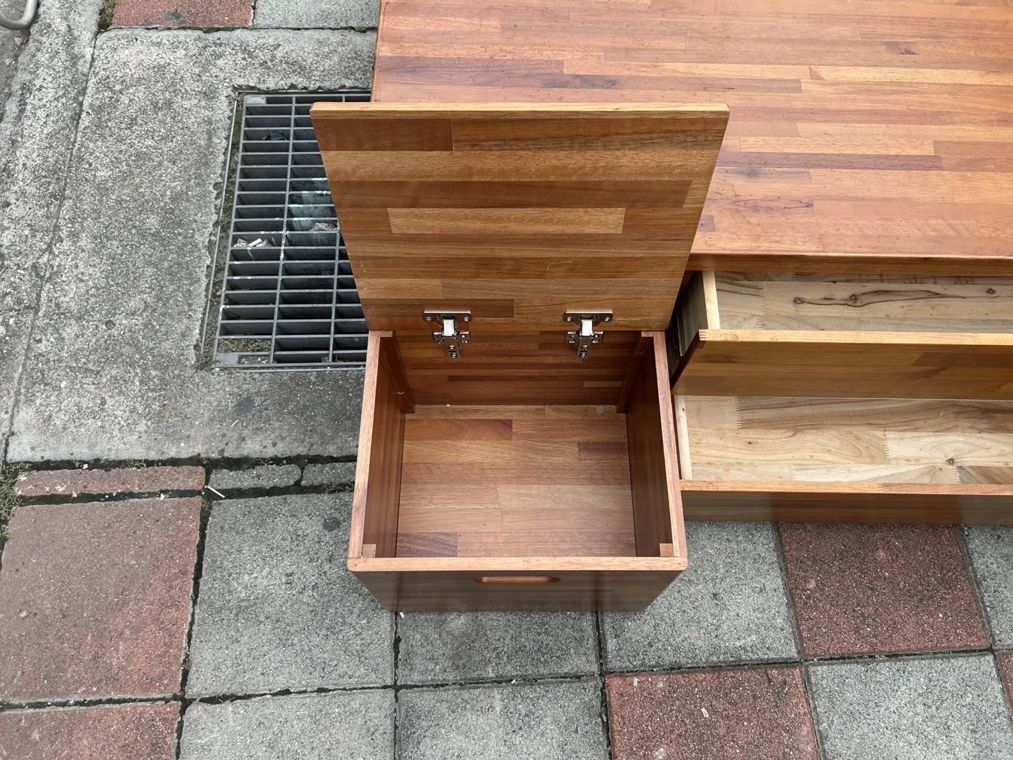 工業風實木茶几 附桌面玻璃