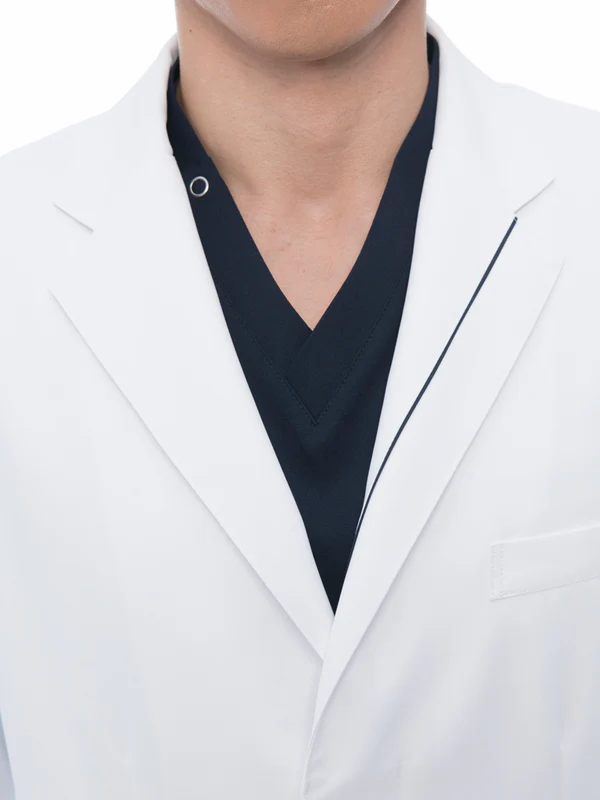 男款 平織醫師袍 藏青色線 優雅 CJ-3370