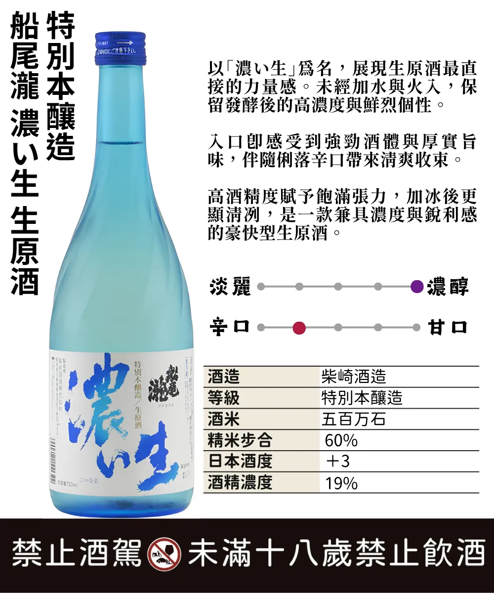 船尾瀧 濃い生 生原酒 特別本釀造