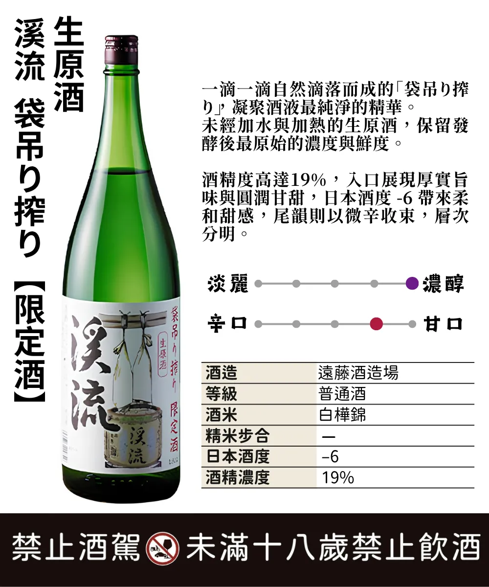 溪流 袋吊り搾り限定酒 生原酒