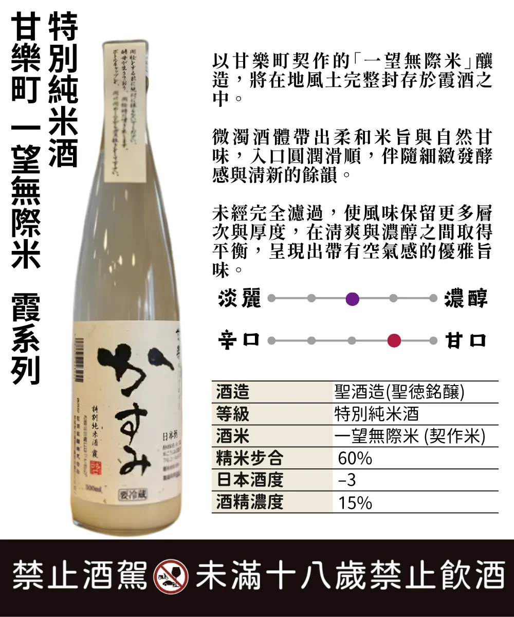 甘樂町 一望無際米 霞系列 特別純米酒