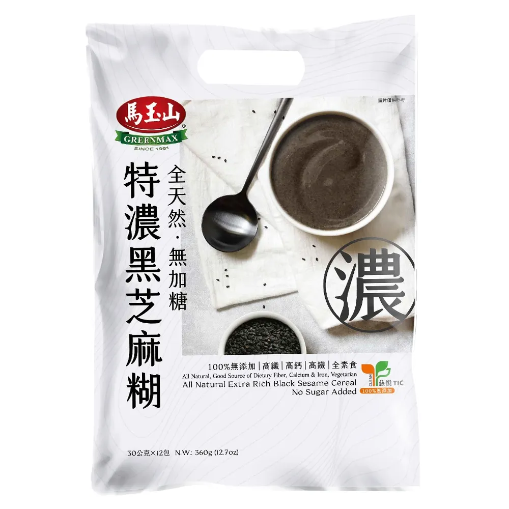 【馬玉山】全天然無加糖特濃黑芝麻糊 (30gx12入)