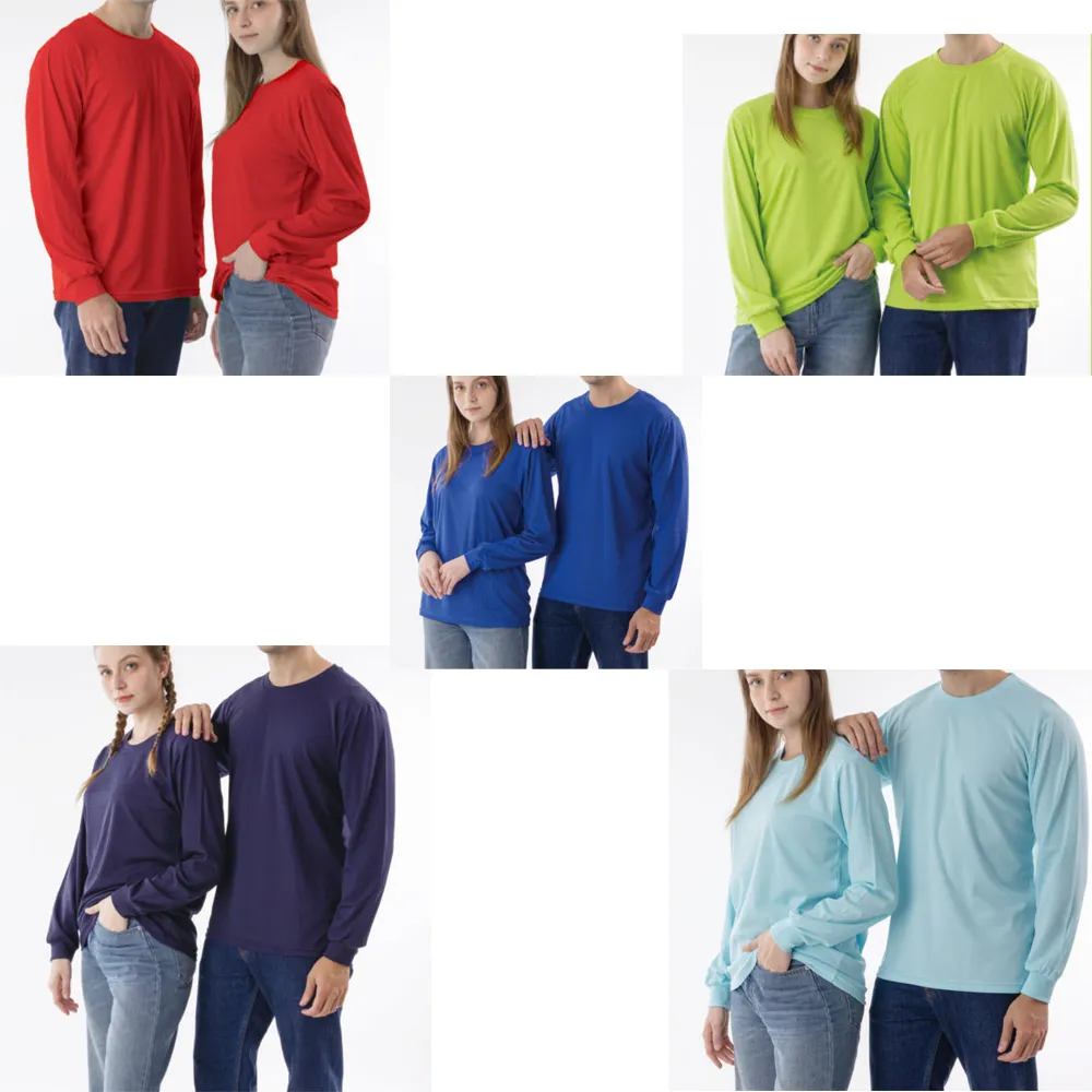 南紡吸濕排汗長袖素面圓領T恤