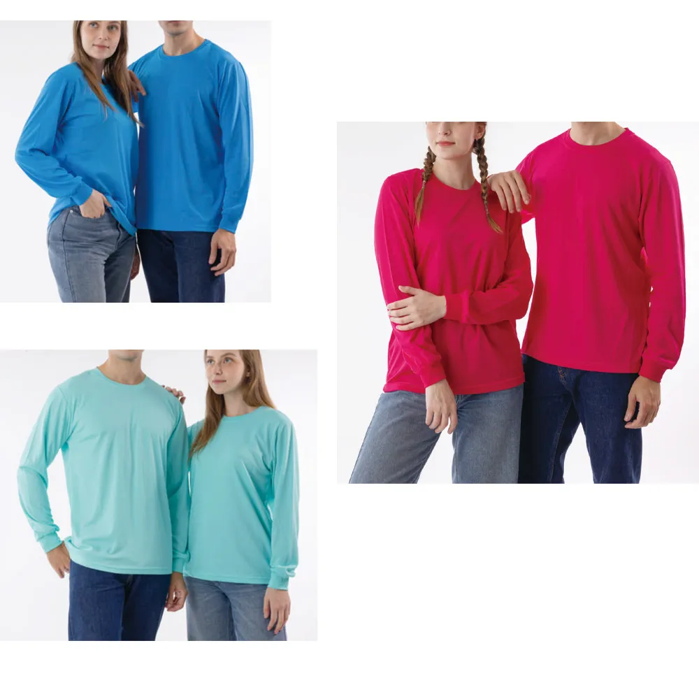 南紡吸濕排汗長袖素面圓領T恤