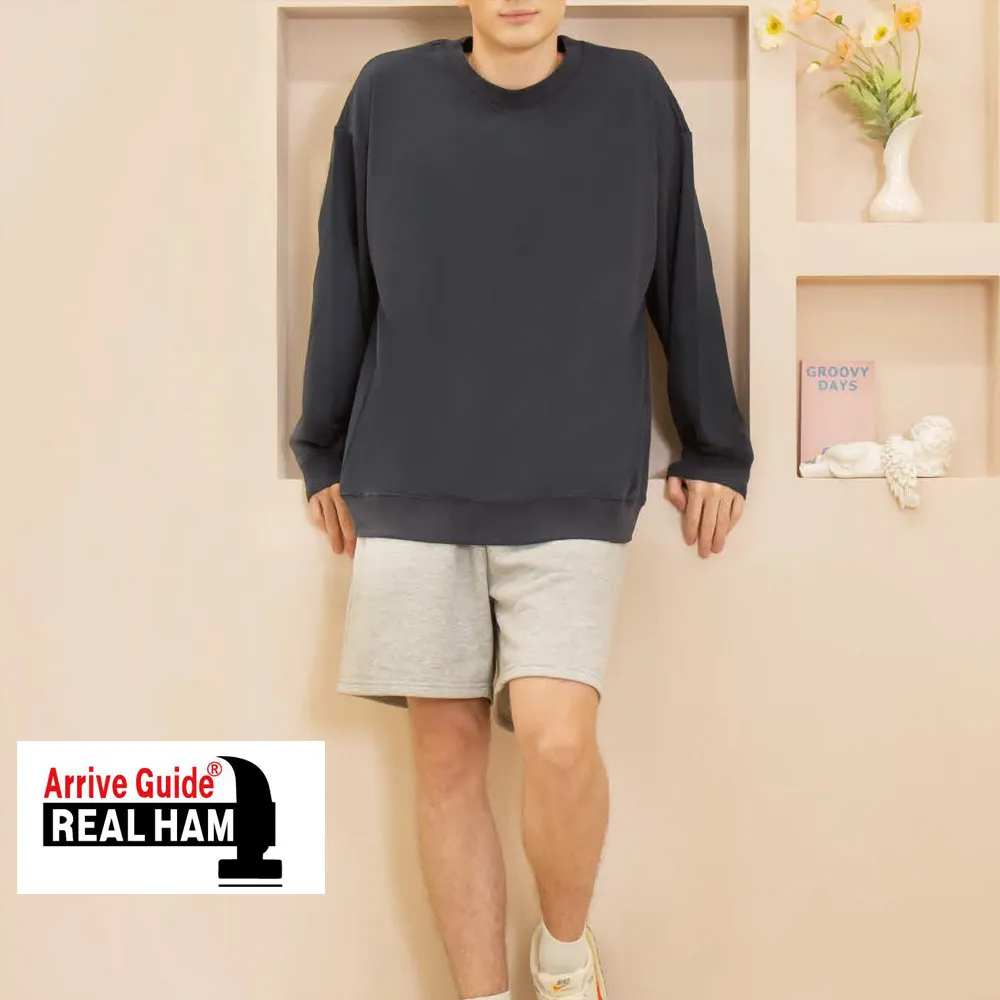 AG1000頂級重磅寬版落肩無刷毛大學T恤