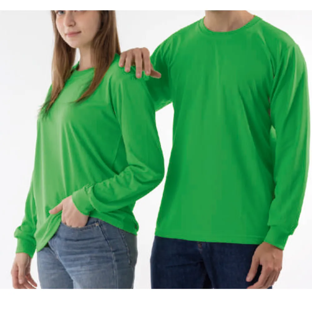 南紡吸濕排汗長袖素面圓領T恤