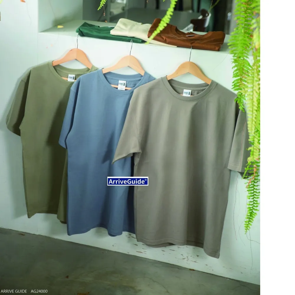 ARRIVE GUIDE AG24000 240克16支紗緊密賽洛紡重磅落肩精梳棉T恤