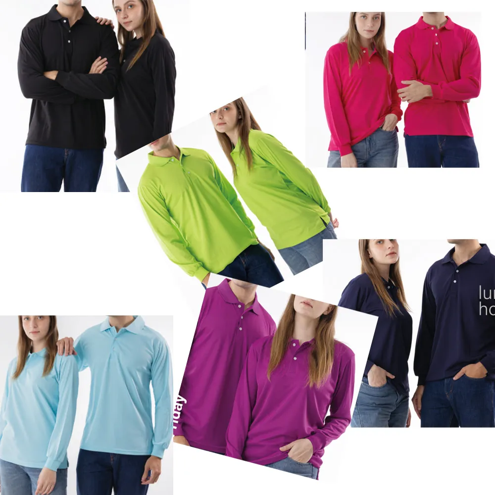 南紡吸濕排汗長袖素面POLO衫