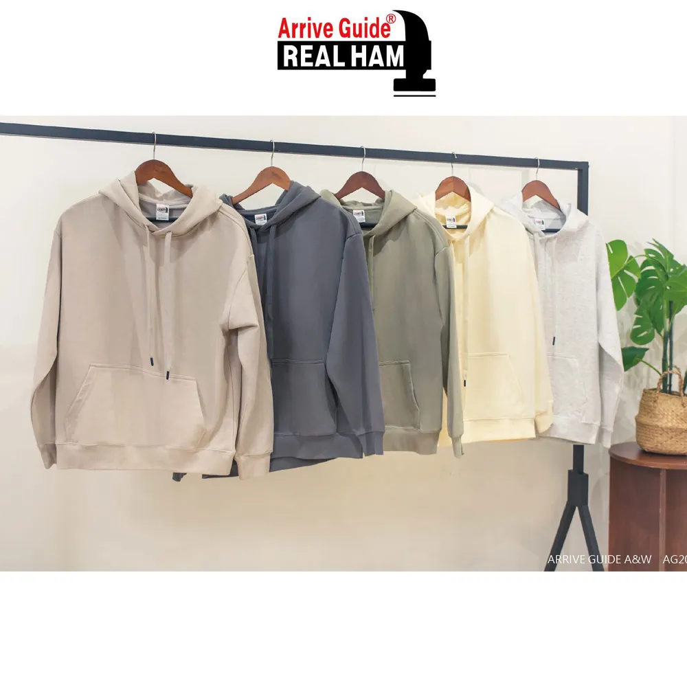 AG2000頂級重磅寬版落肩無刷毛連帽T恤