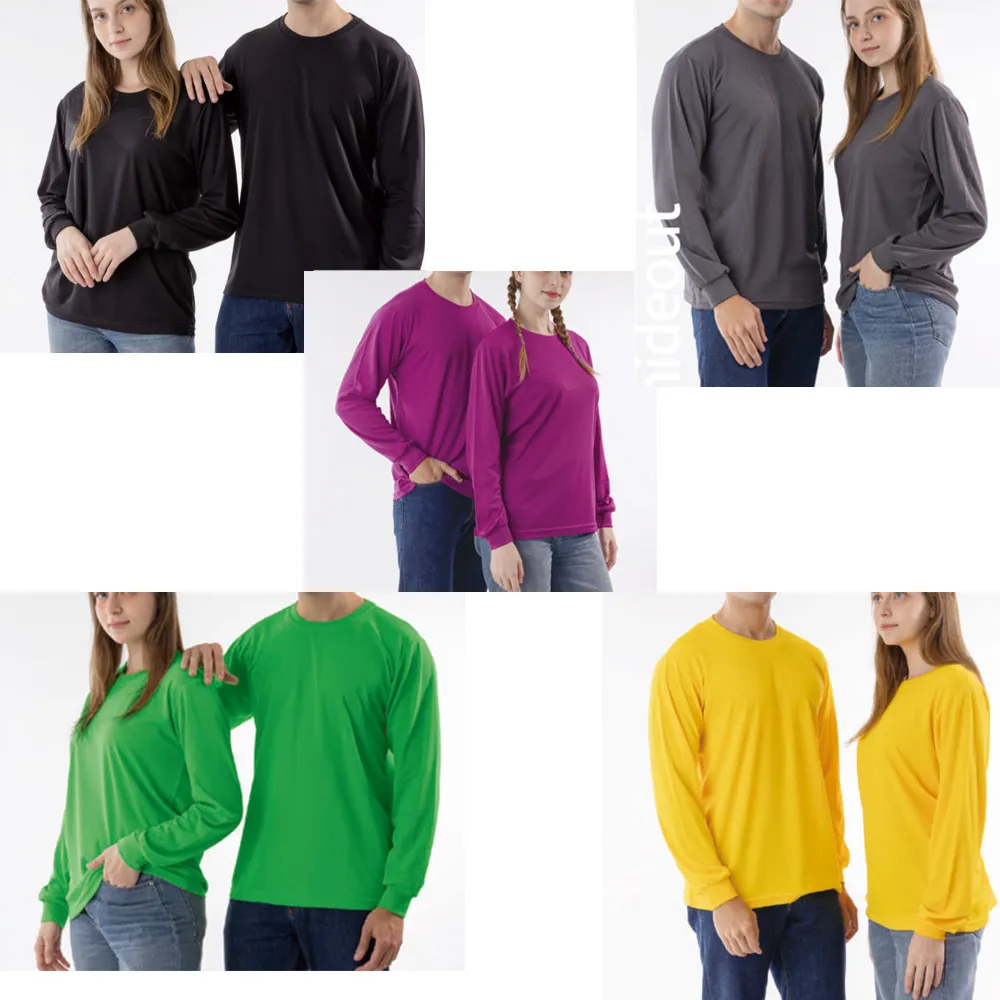 南紡吸濕排汗長袖素面圓領T恤