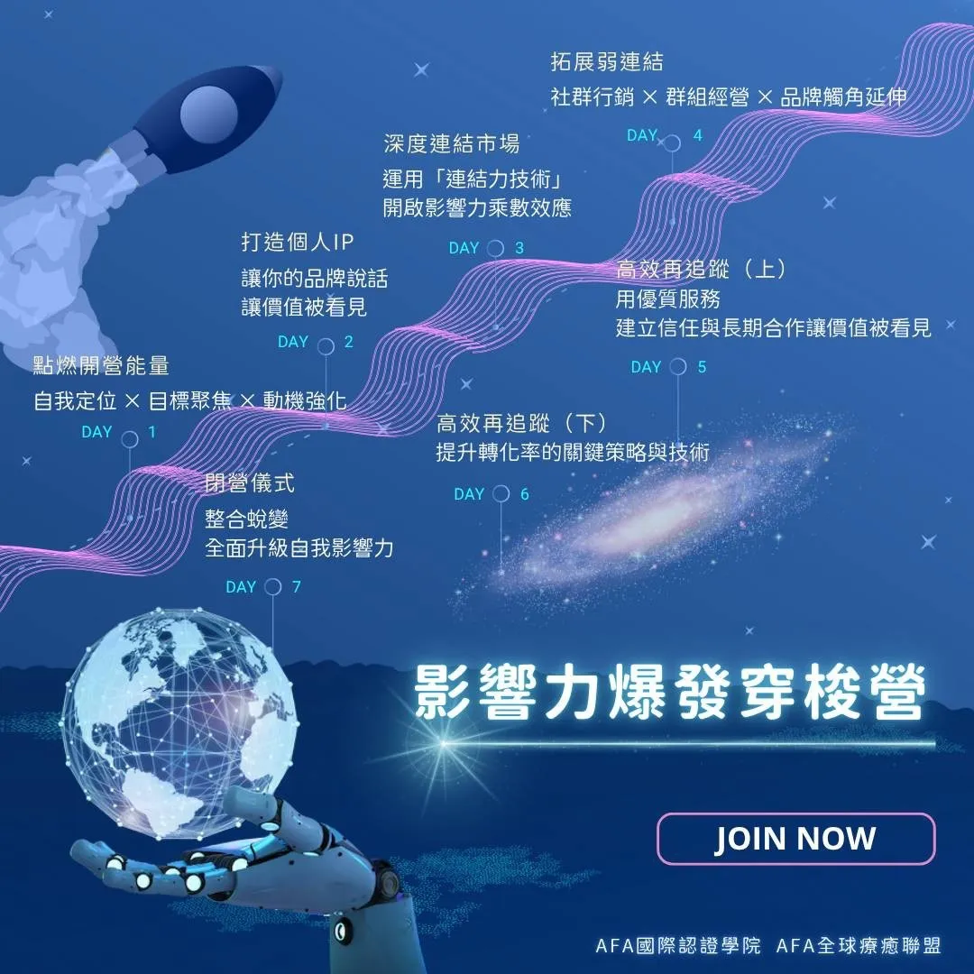 影響力爆發穿梭營-AFA全球療癒合夥人限定課程