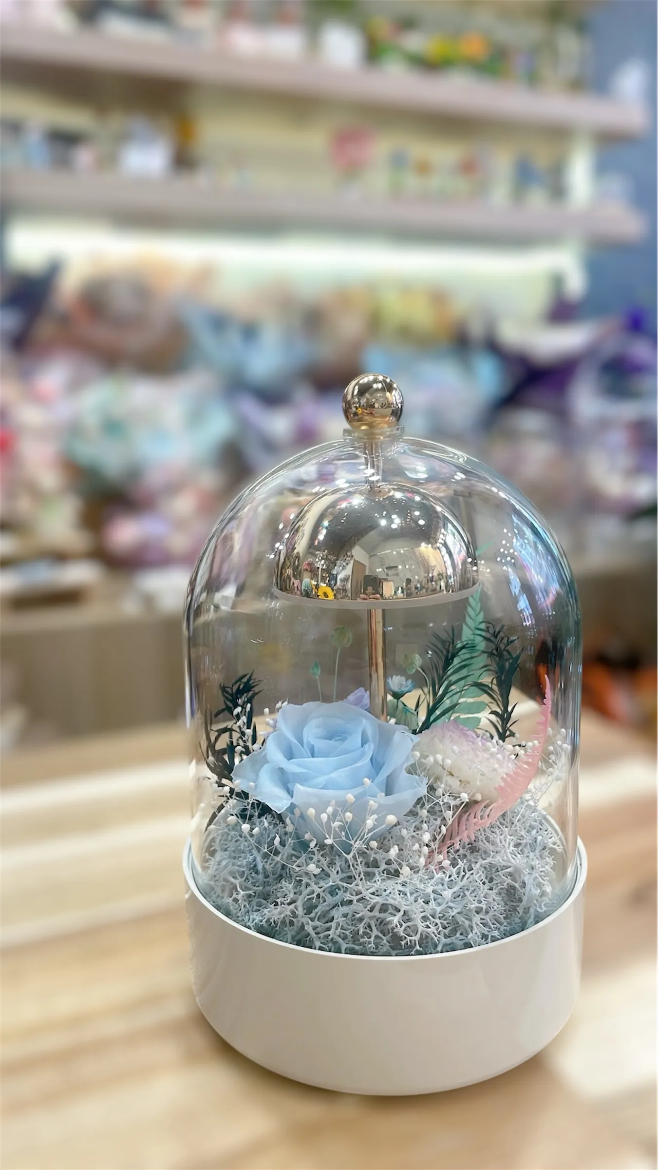 玫瑰永生花花燈 - 白色  FND2069