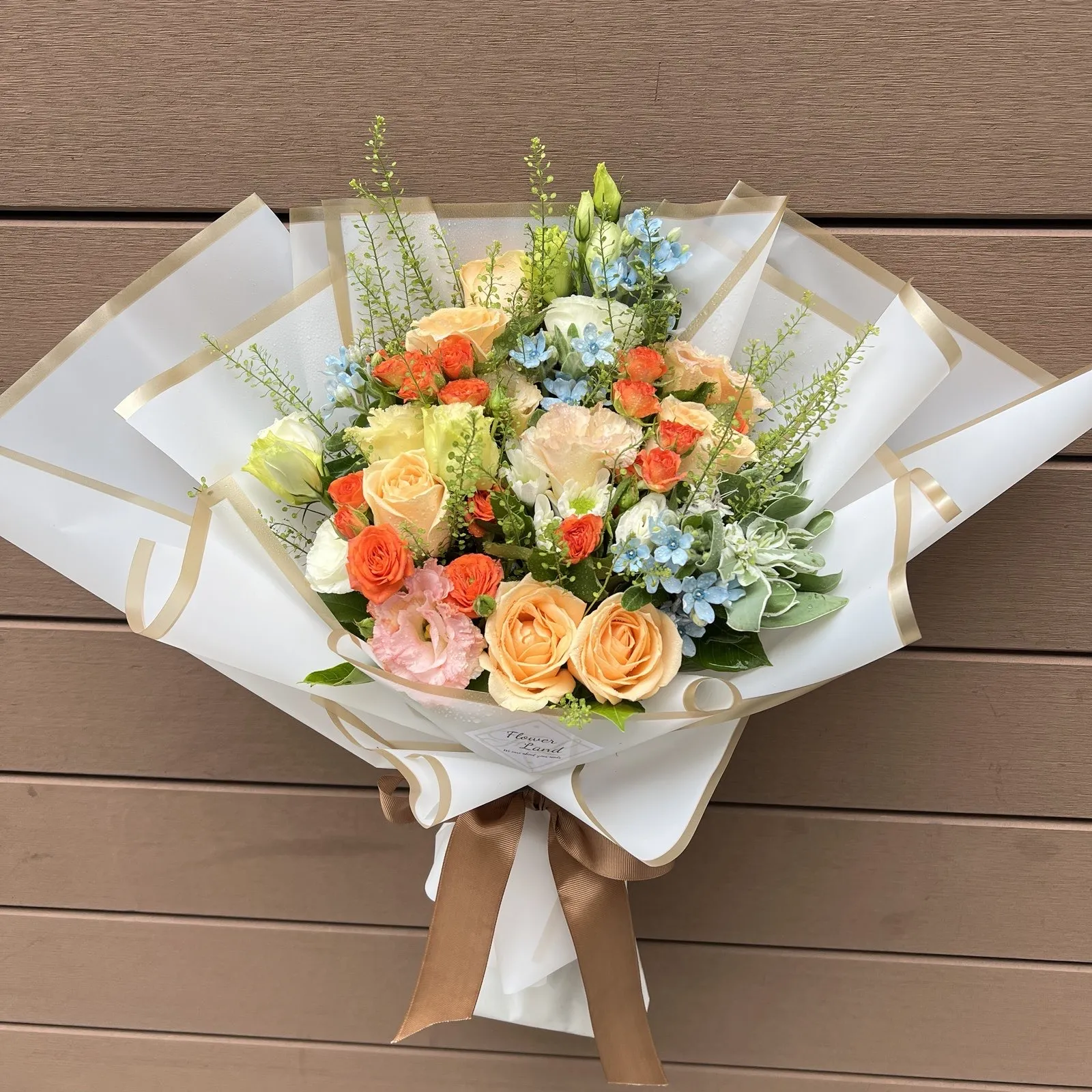 香檳色玫瑰鮮花花束 FND2028