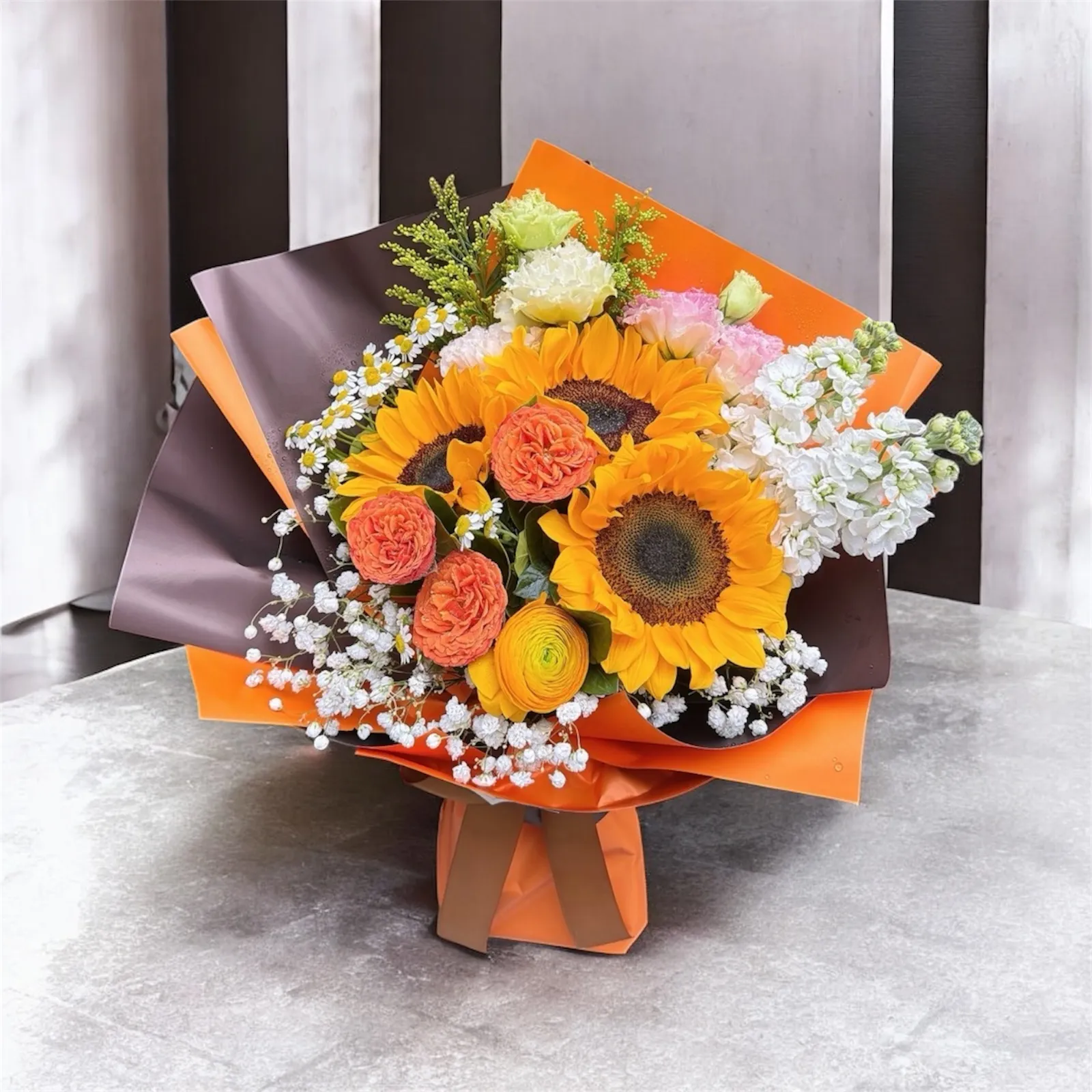 玫瑰向日葵鮮花花束 FND2093