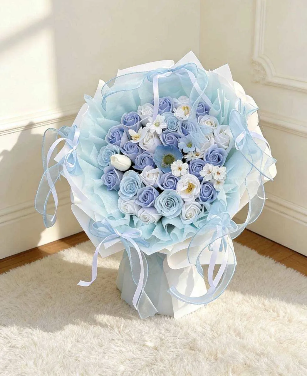 冰藍清透多巴胺永生香氛花束