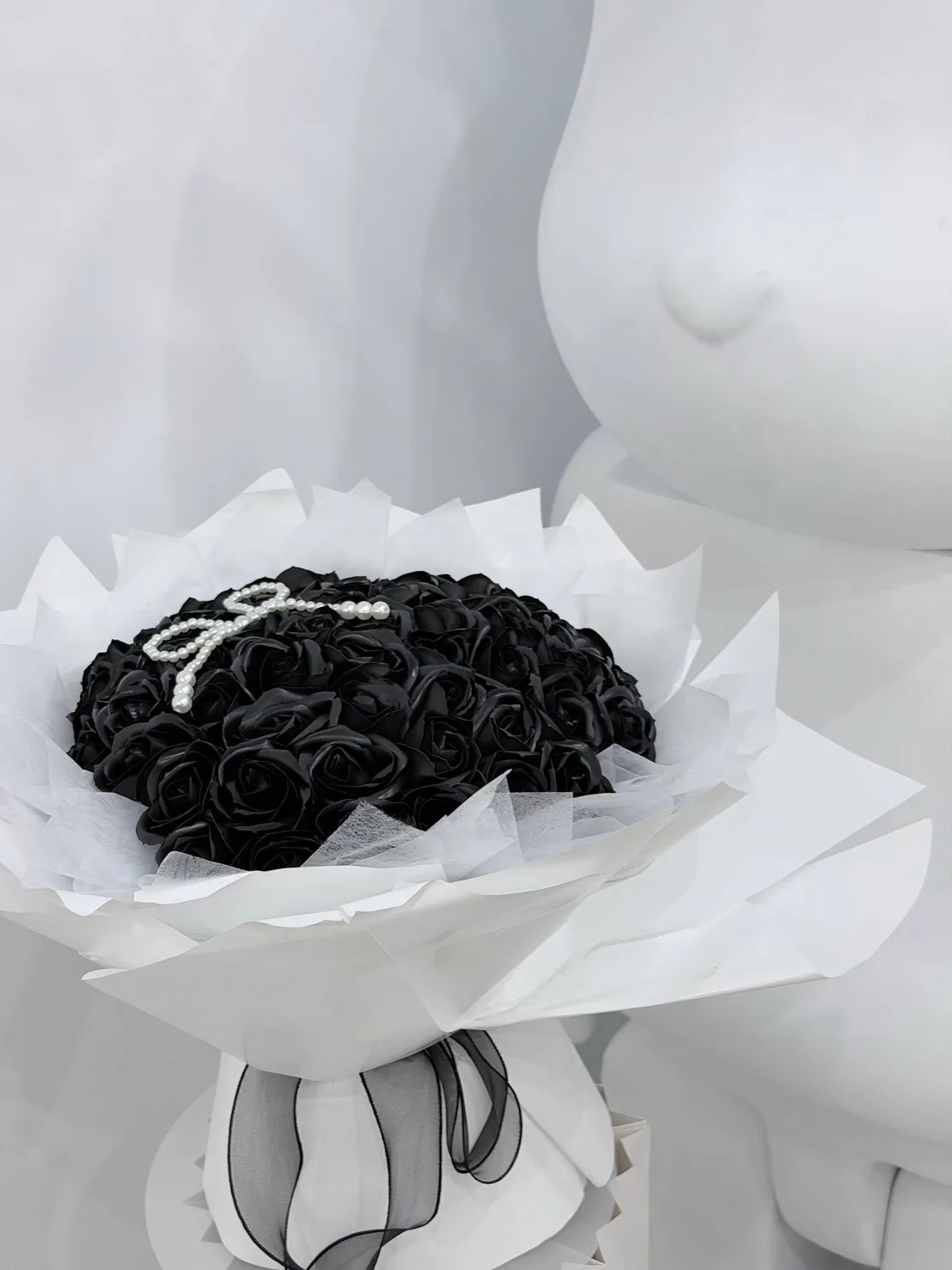 黑粉香頌玫瑰永生花束?