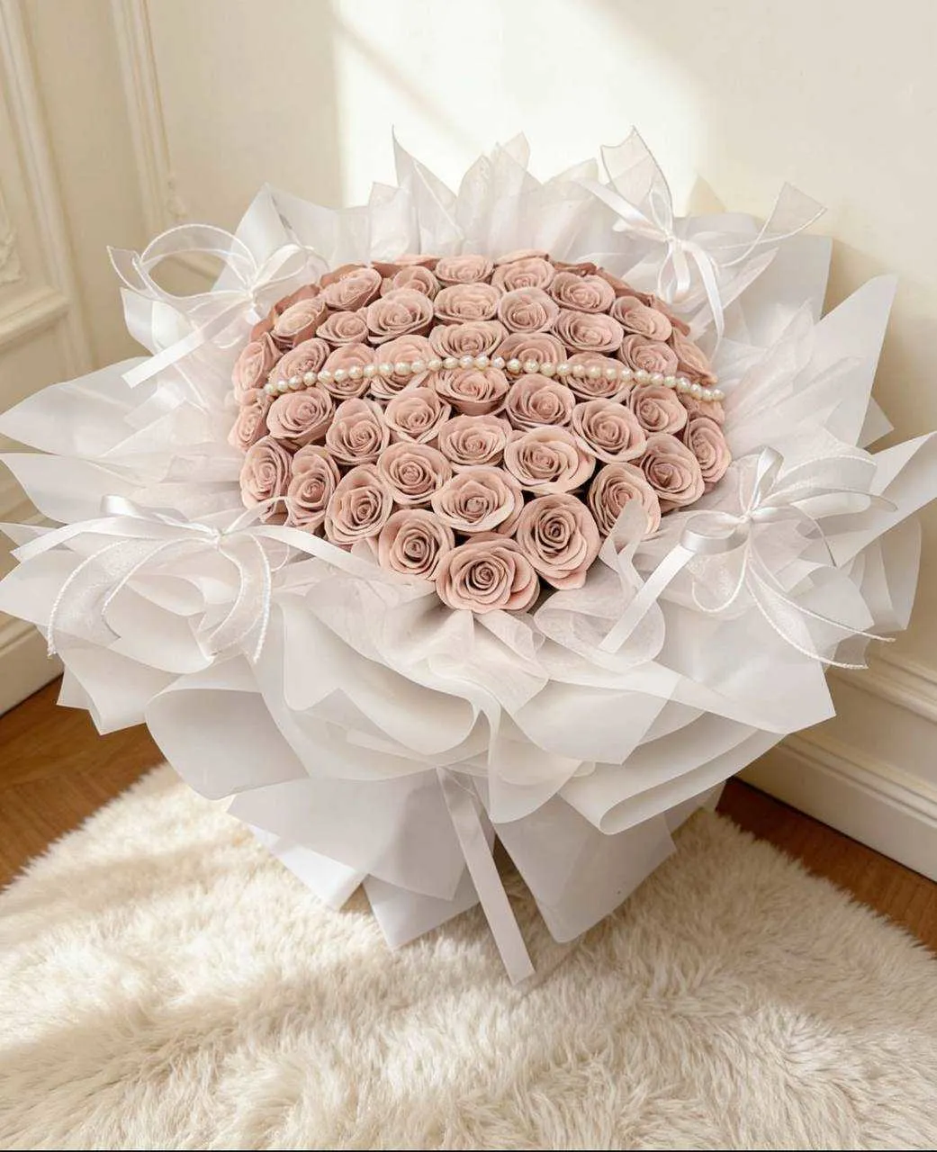 奶茶色甦醒永生花束