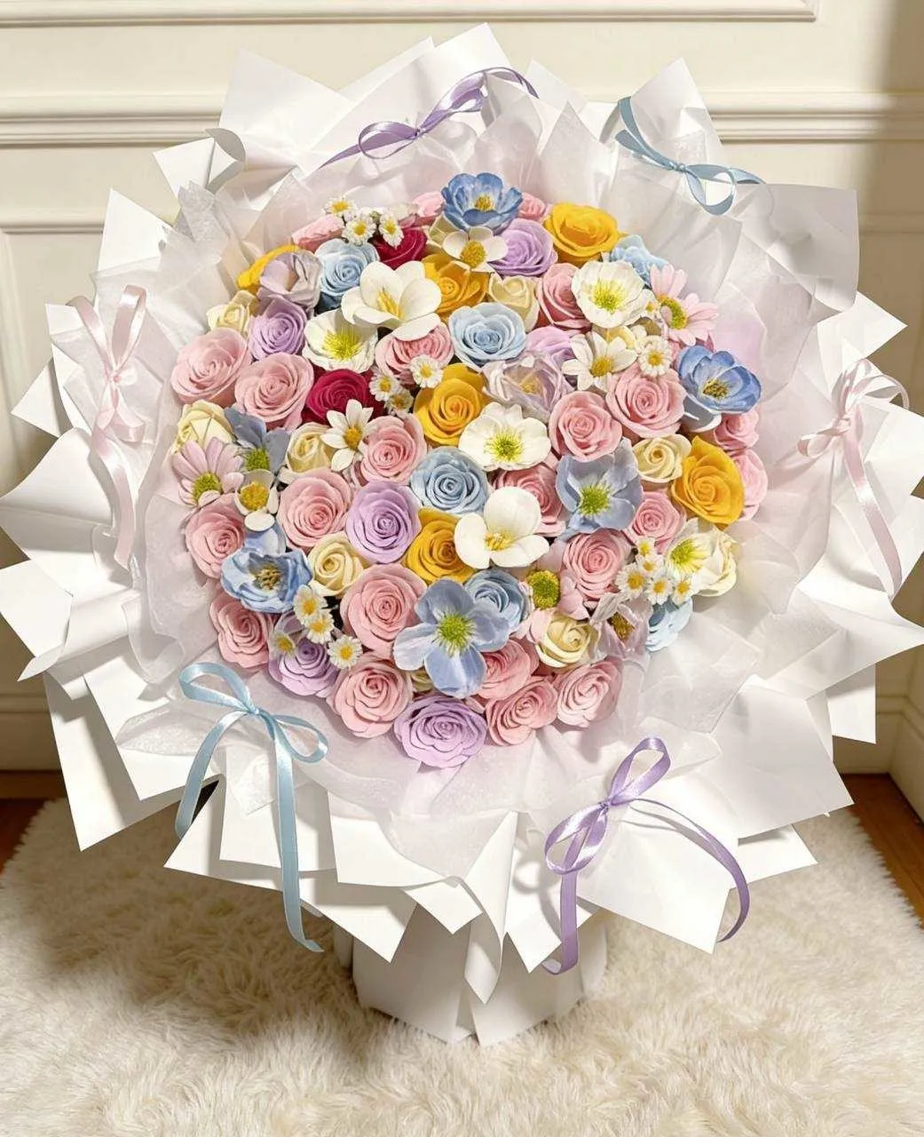 彩虹馬卡龍永生香氛花束