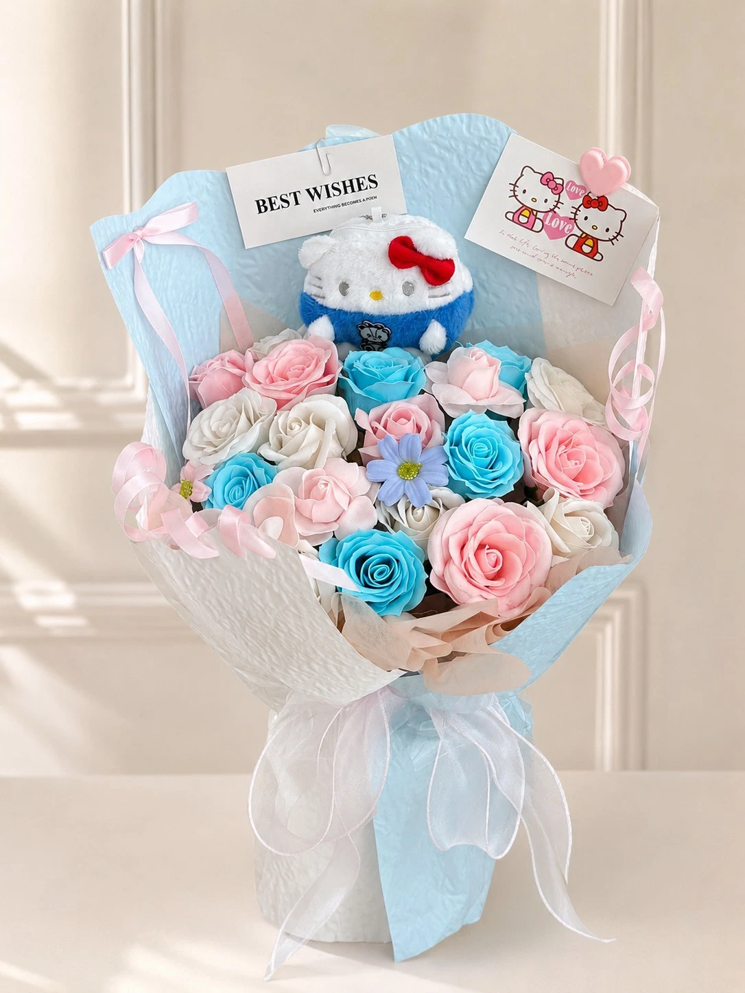 藍粉 Hello Kitty 玩具香氛花束