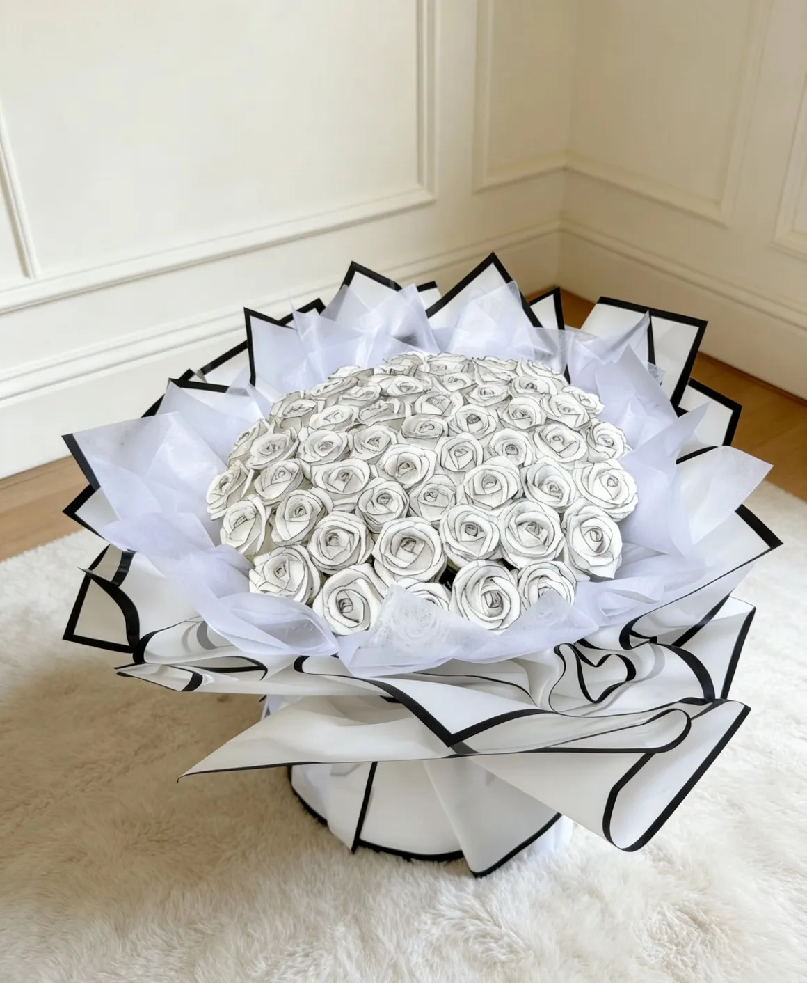 高級小香風永生香頌玫瑰花束