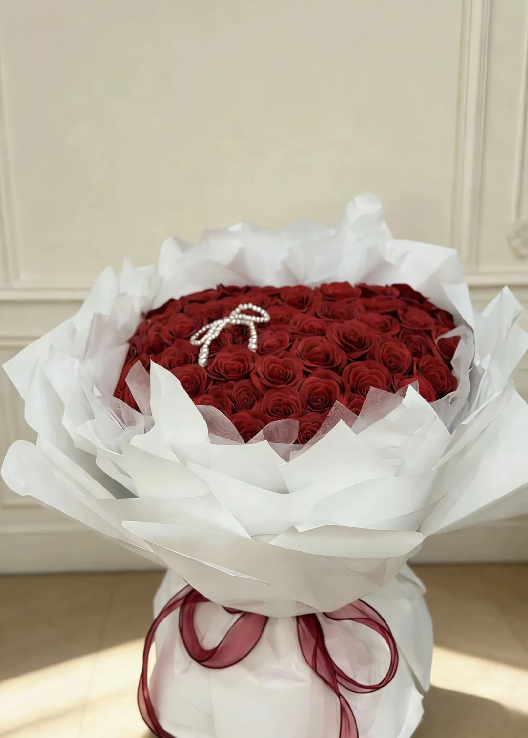 紅色簡約永生甦醒玫瑰花束