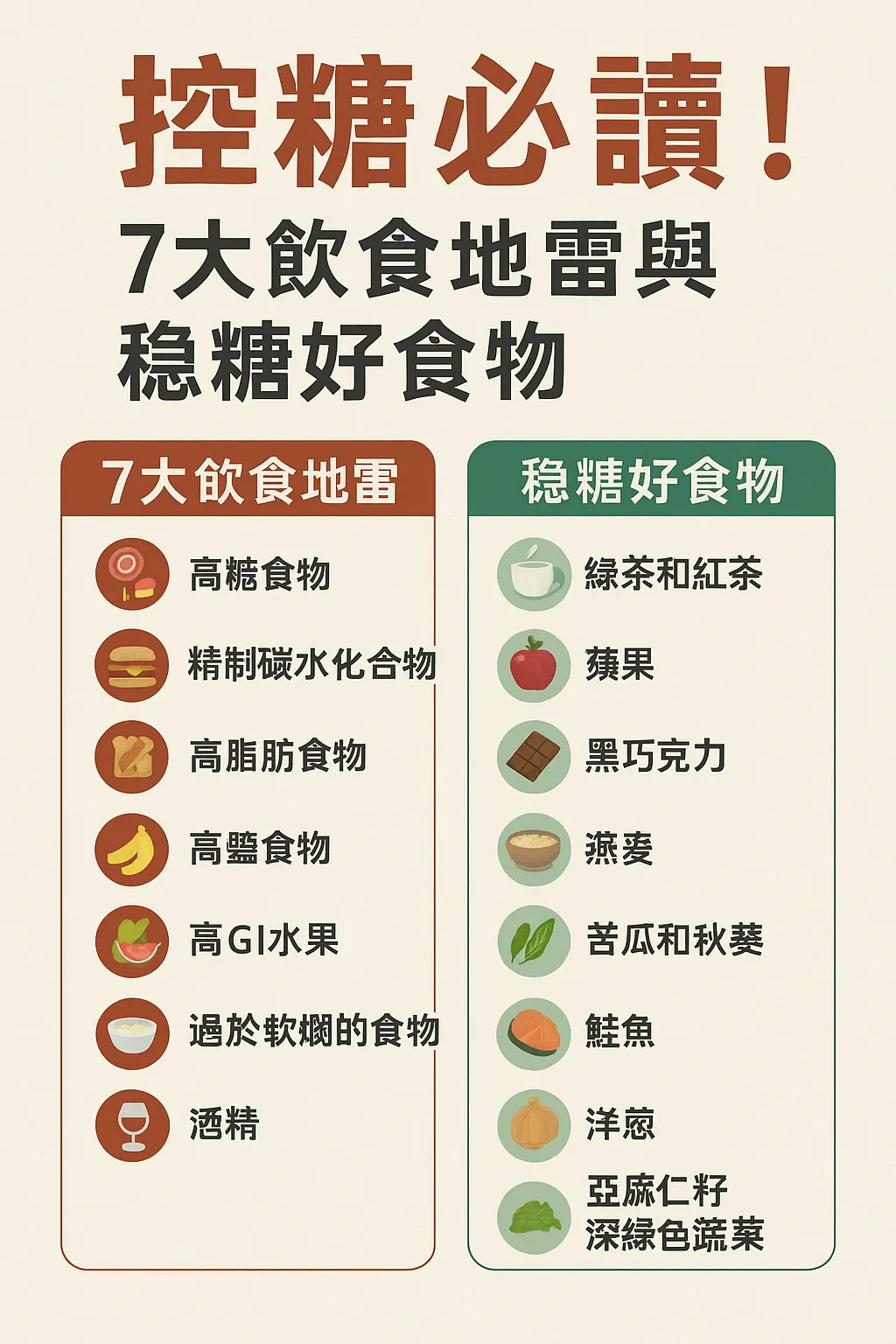 控糖必讀！7 大飲食地雷與穩糖好食物