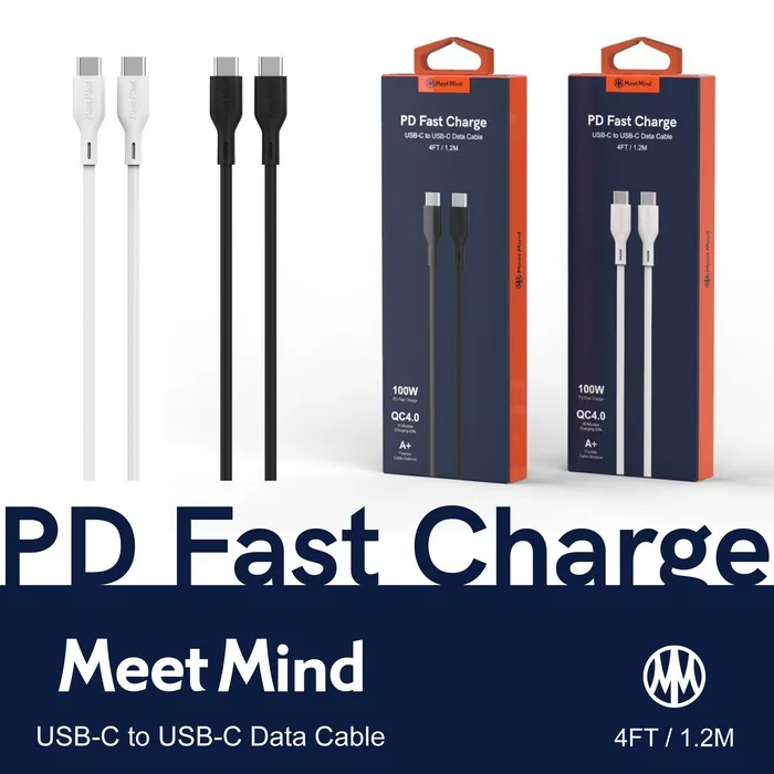 白-MeetMind C TO C 100W 1.2米 充電線