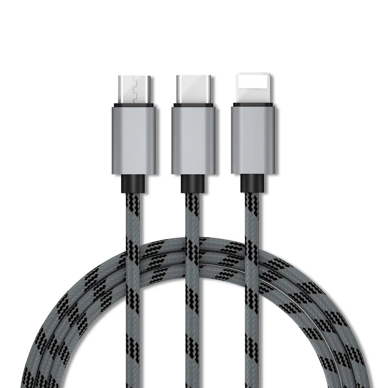 三合一鋁頭傳輸充電線(一拖三)