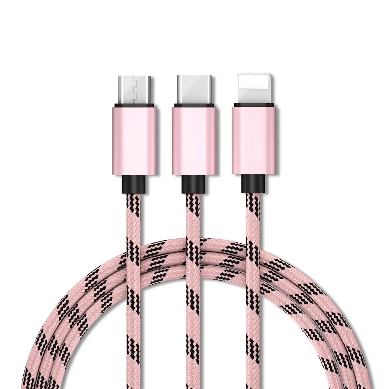 三合一鋁頭傳輸充電線(一拖三)